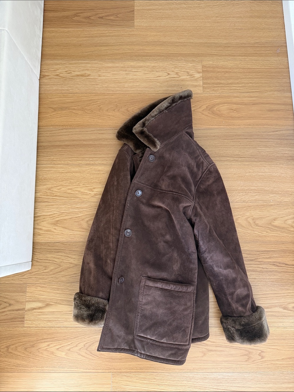 Brown Suede Fur-Lined Jacket - Picture 9 of 9